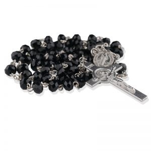 Black Bead Metallic Rosary